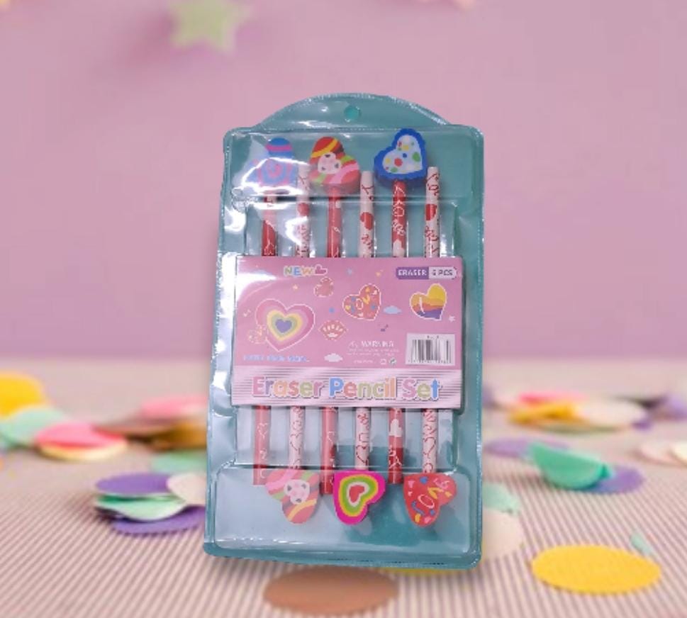 Lead Pencil with Rubber Heart(6+1) 0034