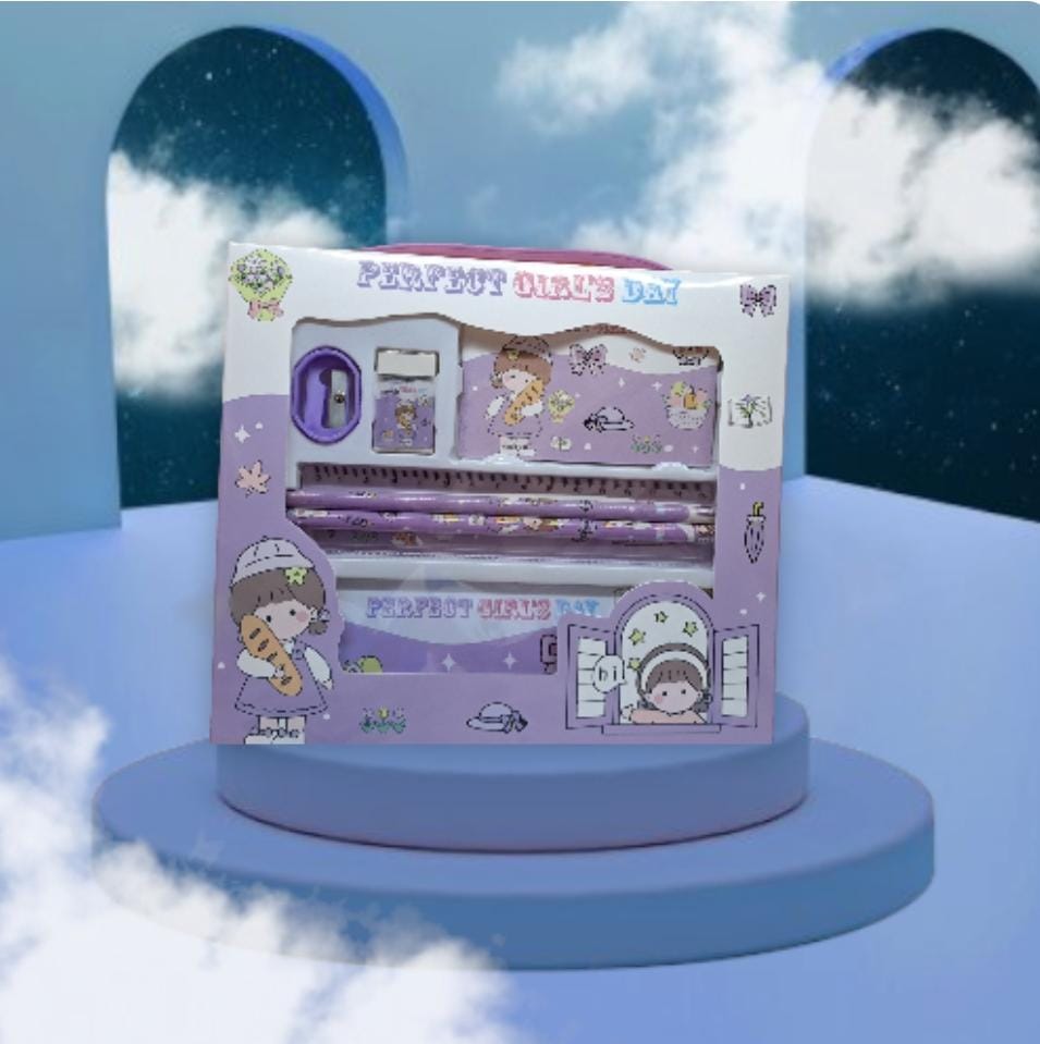 Gift Set Girls(Sharpener + Pencil + Eraser+ Ruler etc.)0016