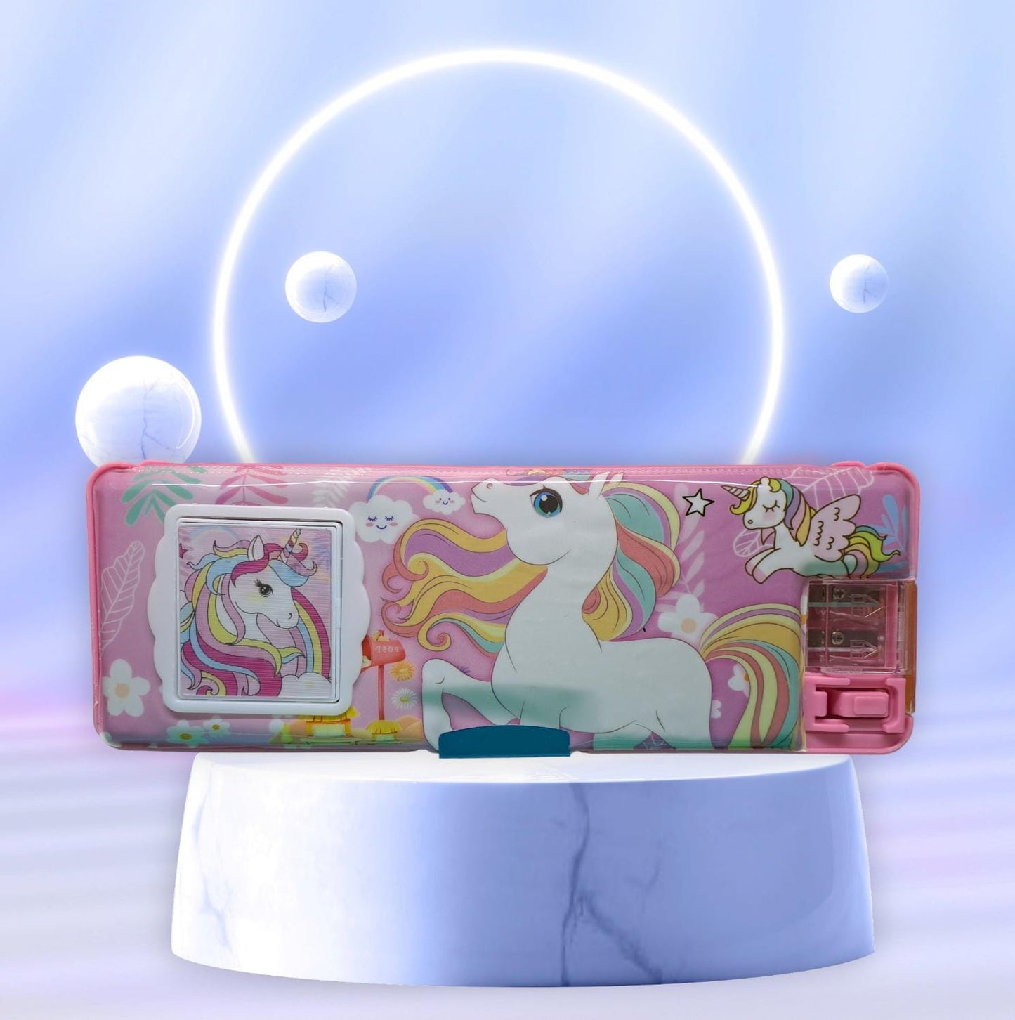 Magnet Pencil Box Double Side With Calculator, Light and Sharpener Unicorn 0019