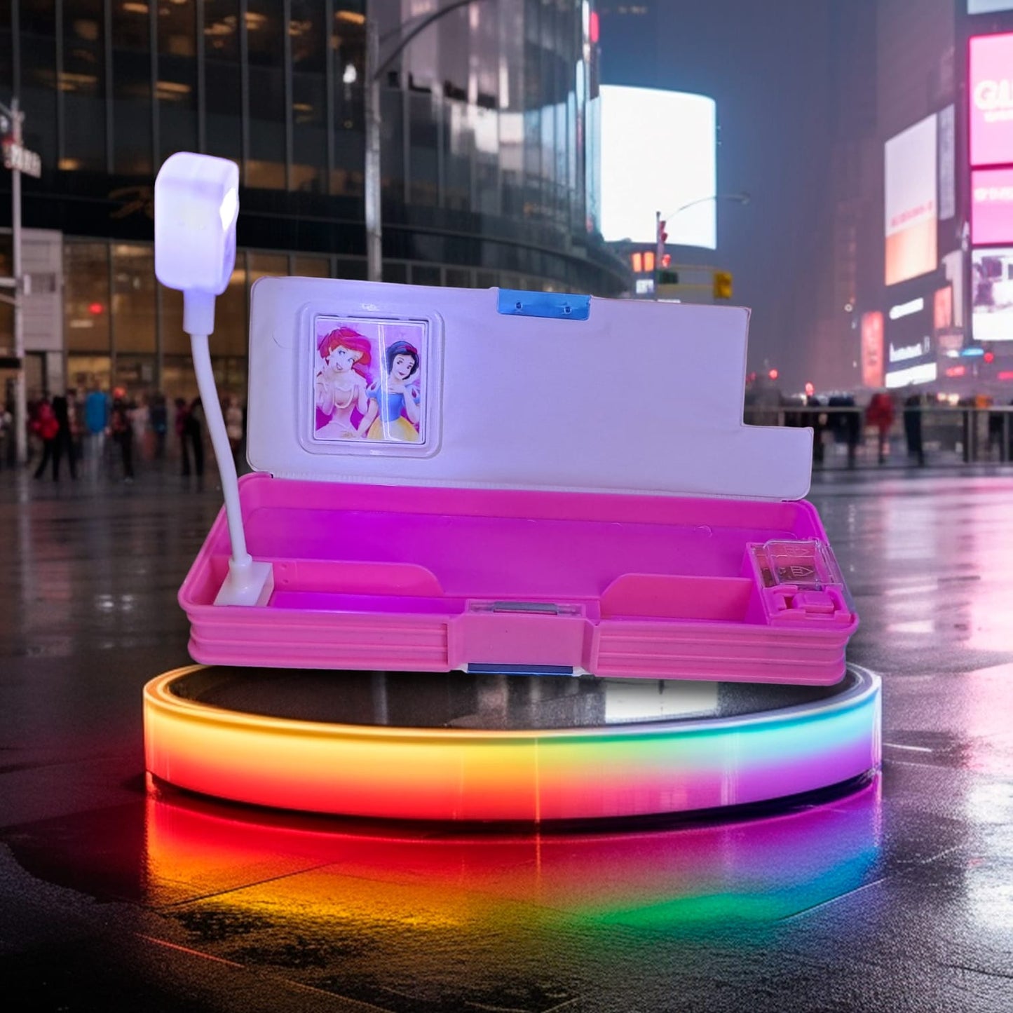 Magnet Pencil Box Double Side With Calculator, Light and Sharpener Princess 0020