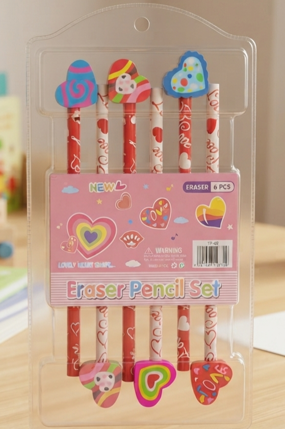 Lead Pencil with Rubber Heart(6+1) 0034