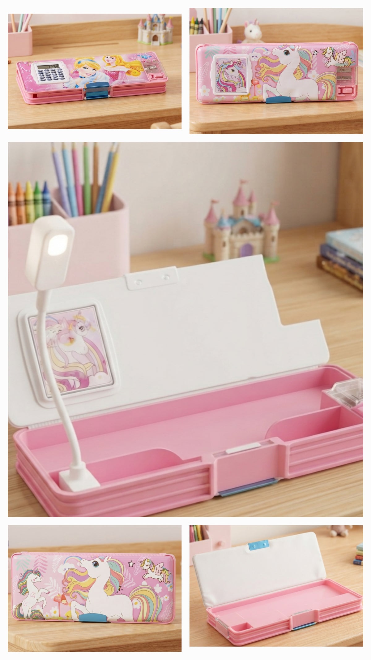 Magnet Pencil Box Double Side With Calculator, Light and Sharpener Unicorn 0019