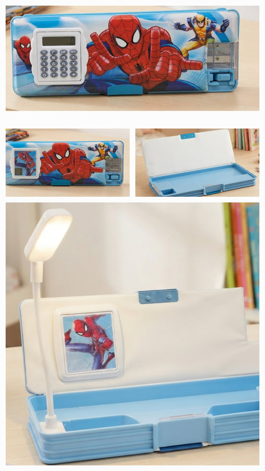 Magnet Pencil Box Double Side With Calculator, Light and Sharpener Spiderman 0021
