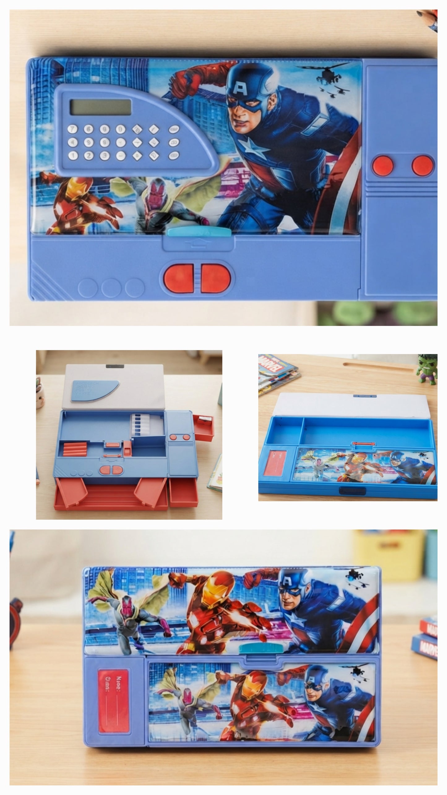 Magnet Pencil Box With Calculator and Sharpener Avenger 0018