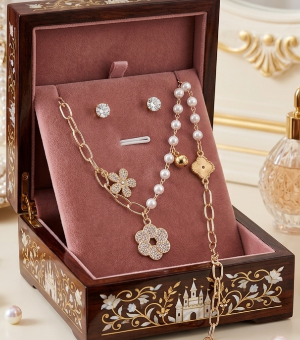 Combo Pearl Set (Necklace, Earrings and Bracelet) CPS-011