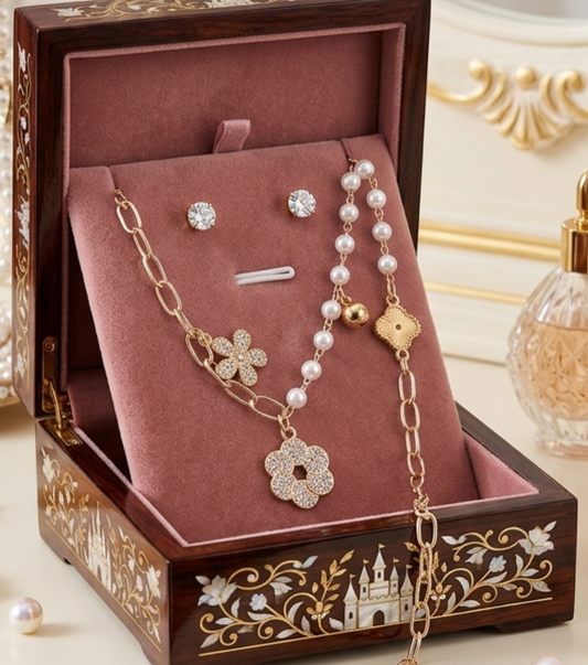 Combo Pearl Set (Necklace, Earrings and Bracelet) CPS-011